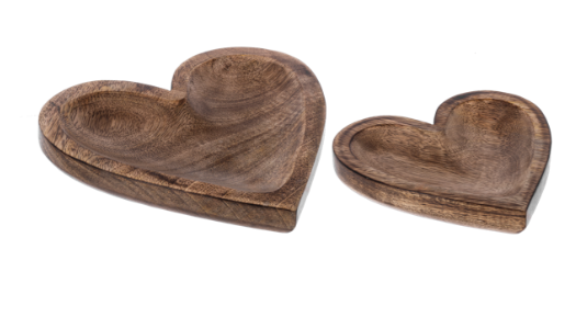 HEART TRAY 2 PC WOOD