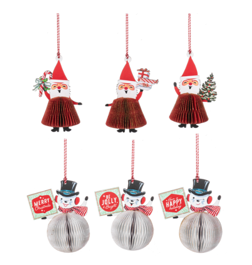 HONEYCOMB SNOW SANTA ORNAMENT