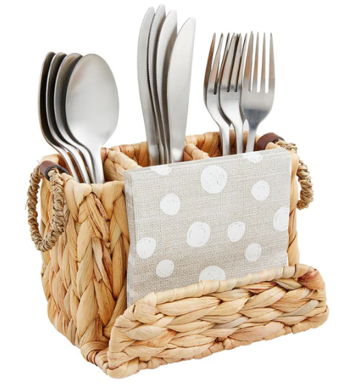 WOVEN UTENSIL CADDY & NAPKIN SET