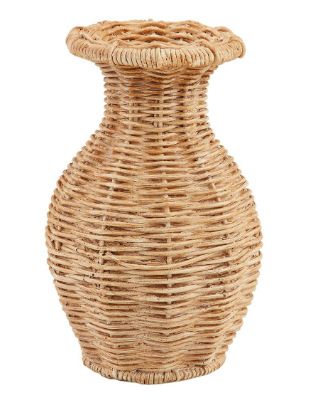 FLARED RESIN BASKET WEAVE VASE