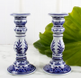 2PC CANDLESTICK SET BLUE CHINOIS