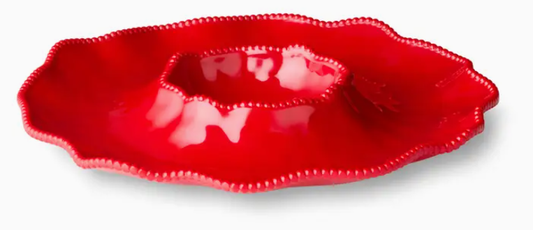 RED MELAMINE CHIP&DIP TRAY