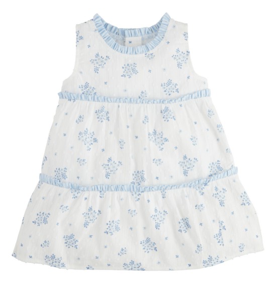 BLUE FLORAL TIERED DRESS