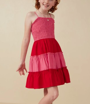 RED PINK COLORBLOCK DRESS