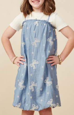 BLUE CROCHET BOW DRESS