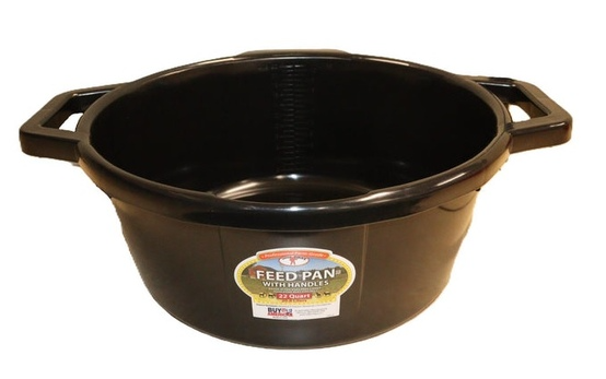 BLACK FEED PAN W/HANDLES 22QT