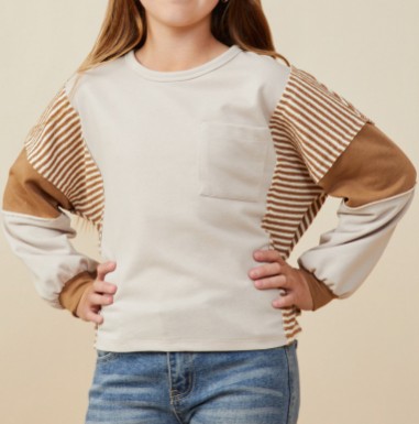TAUPE STRIPE COLORBLOCK KNIT