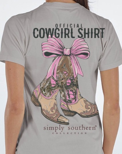 YTH COWGIRL BOOTS FOG TEE