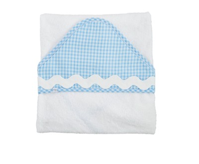 BLUE RIC RAC HOODED TOWEL