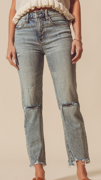 TAPERED DENIM JEANS