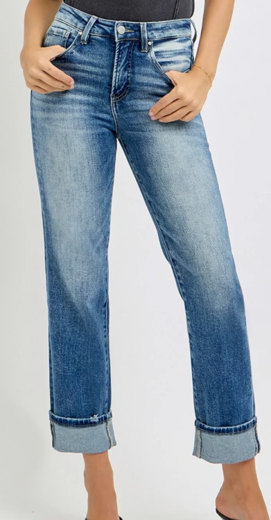 TC HI RISE CROP ROLL UP JEANS