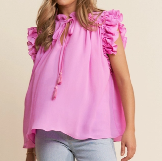 RUFFLE TASSLE BLOUSE