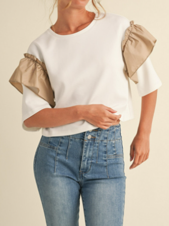 WIDE RUFFLE SLEEVE TOP