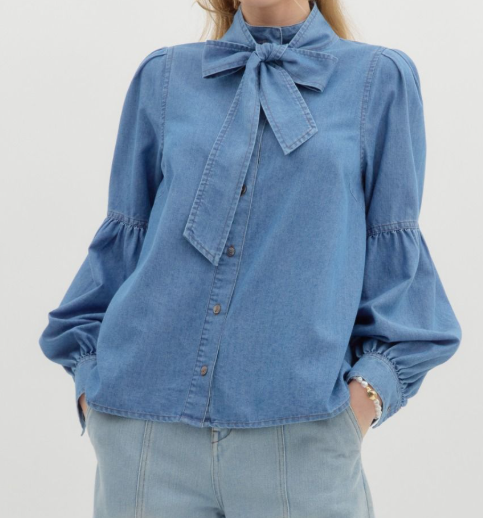 TIE NECK BUTTON TOP
