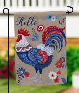 RWB ROOSTER GARDEN FLAG