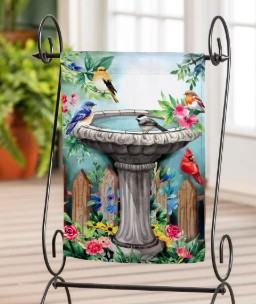 BATHING BIRDS GARDEN FLAG