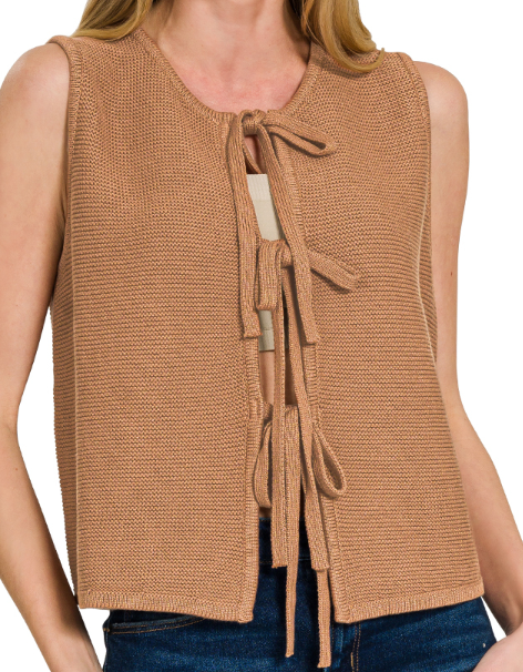TIE FRONT SWEATER VEST