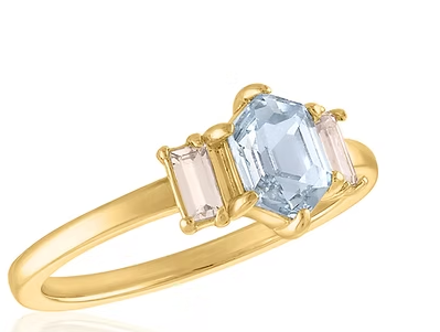 HEXAGON STEP CUT LAYERS RING