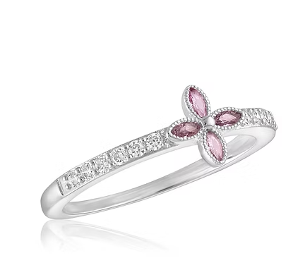 CZ ROSE FLOWER STACK RING