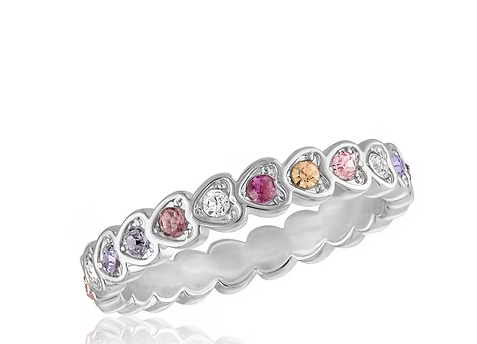 MULTI COLOR HEART STACK RING