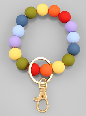 WOOD BALL BEAD KEY RING