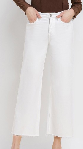 WHITE HI RISE CROP WIDE LEG
