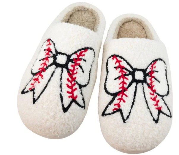 BASEBALL BOW SLIPPERS