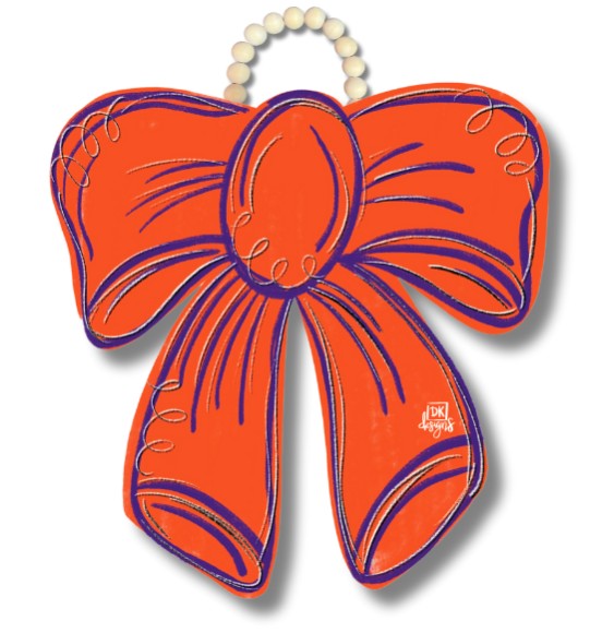 ORANGE & PURPLE BOW DOOR HANGER