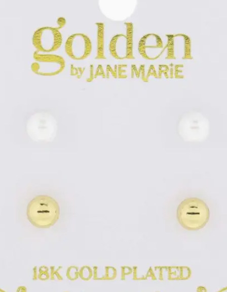 KIDS MINI PEARL GD BALL EARRINGS