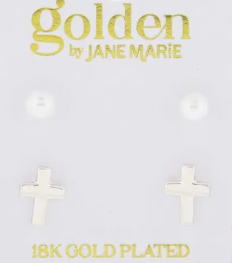KIDS MINI PEARL CROSS EARRINGS