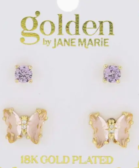 KIDS LAV PEACH CRYSTAL EARRINGS