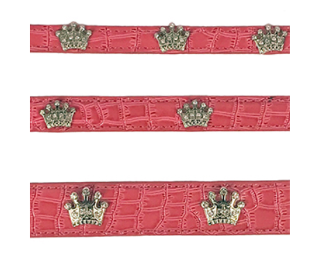 PINK CROWN DOG COLLAR 5/8X16"