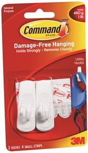 PLASTIC WHITE UTILITY HOOK 2PK