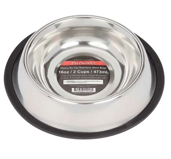 STEEL NO-TIP DOG BOWL 16OZ