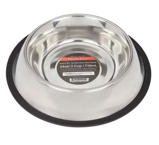 STEEL NO-TIP DOG BOWL 24OZ