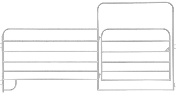 6-BAR GALVANIZED CORRAL PANEL W/GATE 12'