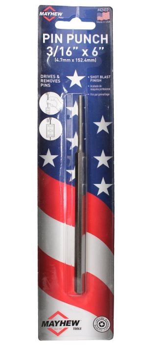 HEX SHANK PUNCH PIN 3/16" TIP 6"