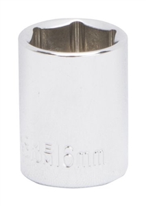 CHROME DRIVE SOCKET 16MM 6PT