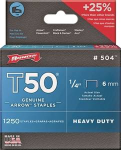 ARROW STAPLES T50 1/4IN 1250PK