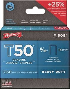 ARROW T50 STAPLES 9/16IN 14MM