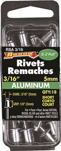 SHORT ALUMINUM POP RIVETS 1/8" 18PK