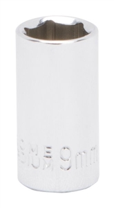 CHROME DRIVE SOCKET 9MM 1/4IN