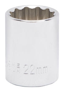 CHROME DRIVE SOCKET 12PT 22MM