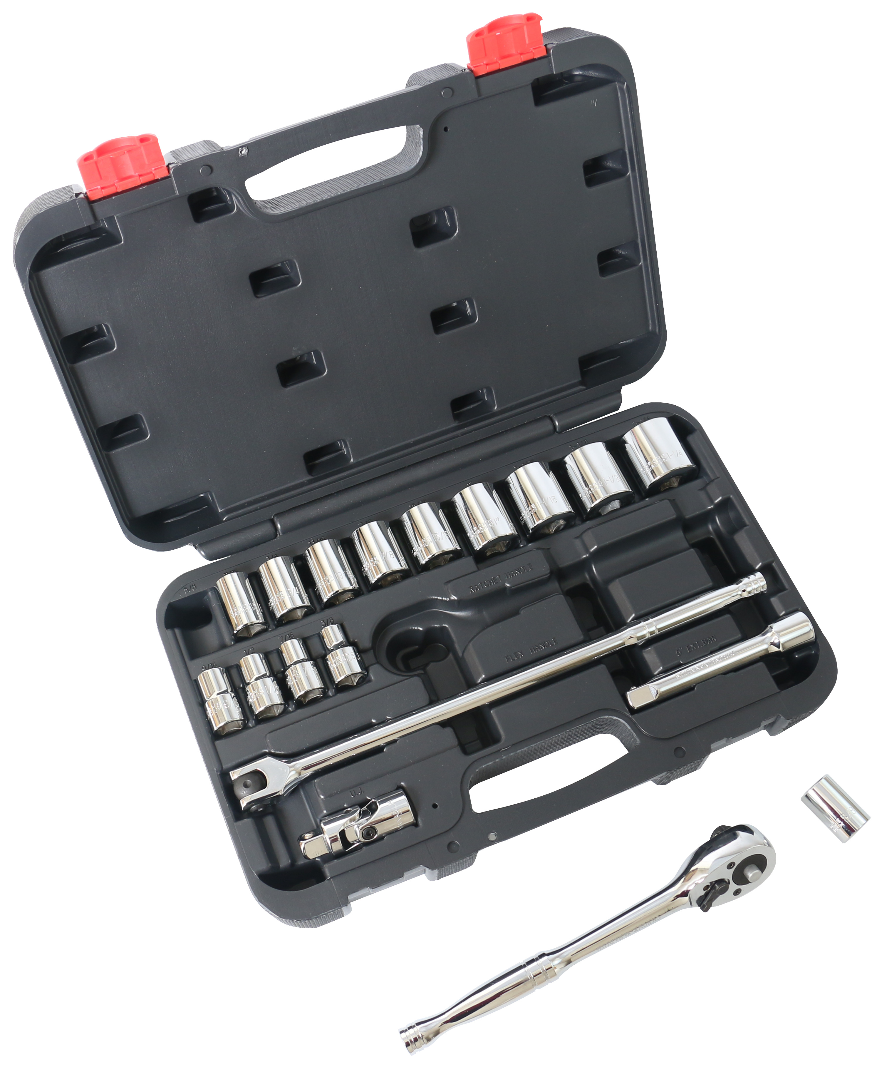 CHROME SAE SOCKET SET 19PIECE