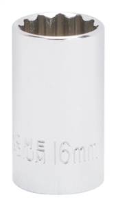CHROME DRIVE SOCKET 1/2IN 16MM