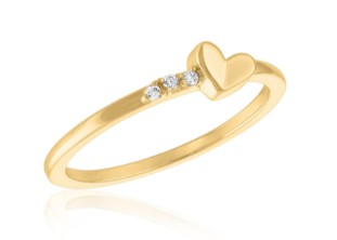 TILTED HEART GOLD LAYER RING