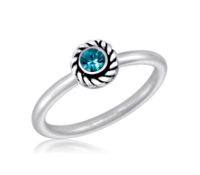 BLUE ROUND PLAIN STACK RING