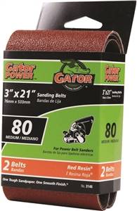 SANDING BELT 80GRIT 3X21IN 2PK