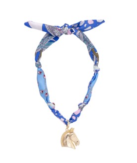 BLUE HORSE SCARF NECKLACE