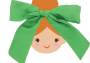 KIDS GREEN SATIN HAIR BOW